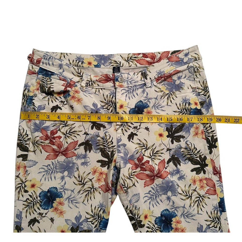 Tommy Bahama Ankle Floral Denim Jeans Womens 14 Multicolor Beach Tropical Pants - Picture 8 of 16